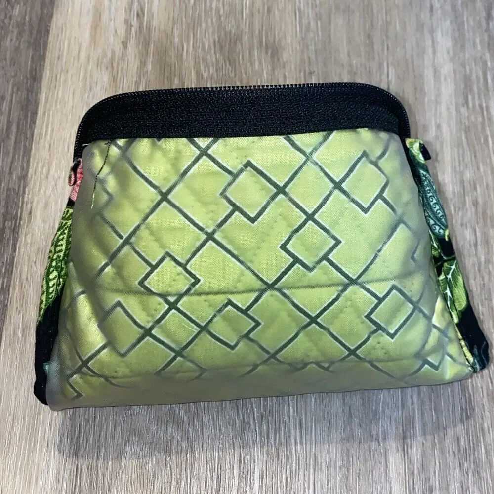 Vera Bradley Small Make Up Cosmetic Travel Bag Lined New Hope Black Pink Floral